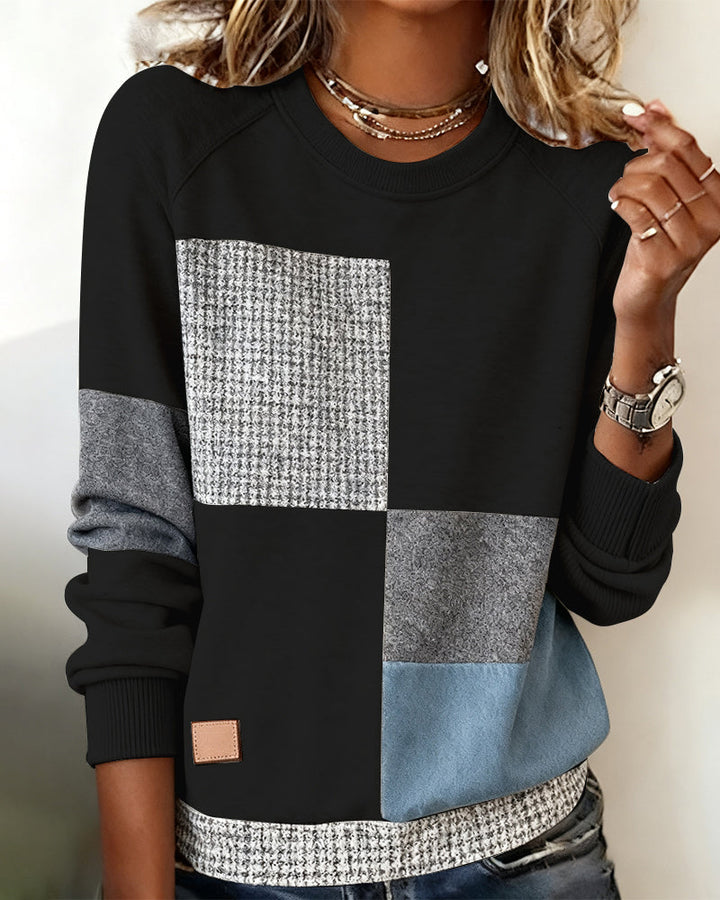 Olivia Mae™ | Casual Contrast Color Crew Neck Sweatshirt