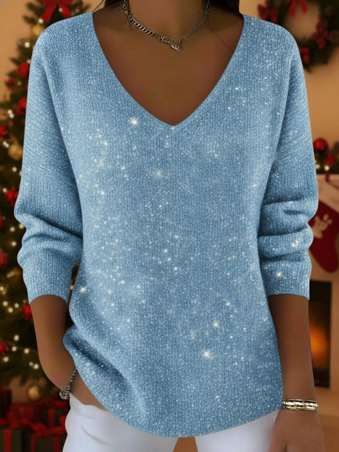 Olivia Mae™ | Festive Jumper with V-Neck