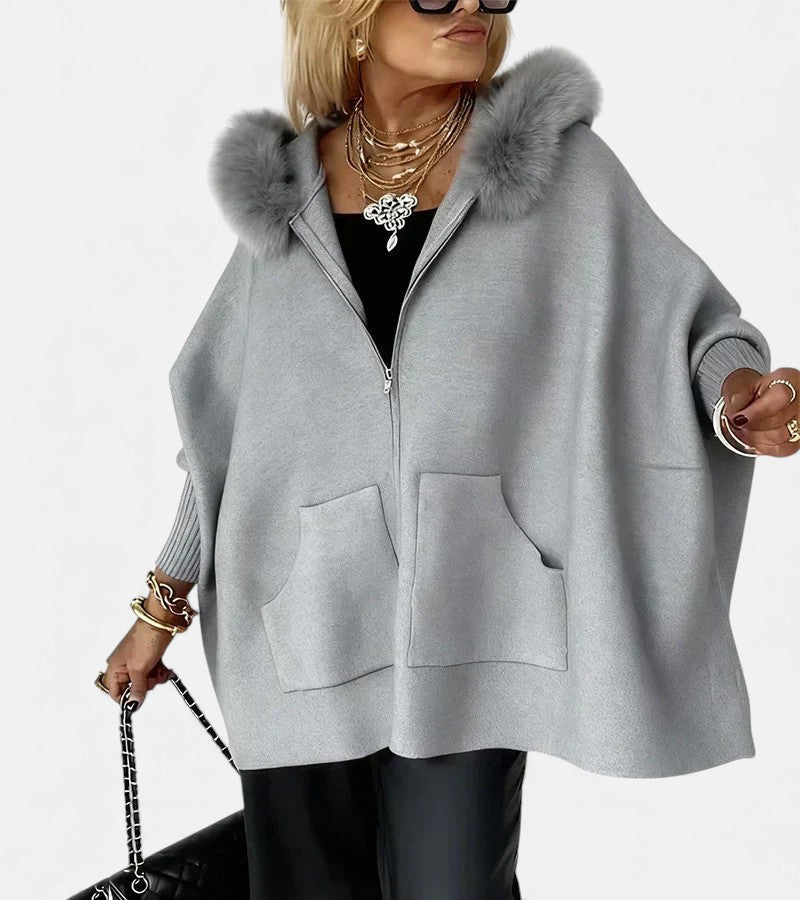 Olivia Mae™ | Casual Hooded Coat with Fur Collar
