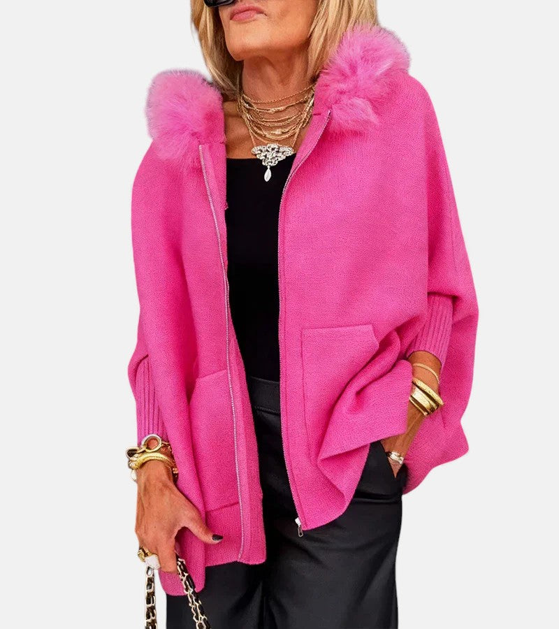 Olivia Mae™ | Casual Hooded Coat with Fur Collar