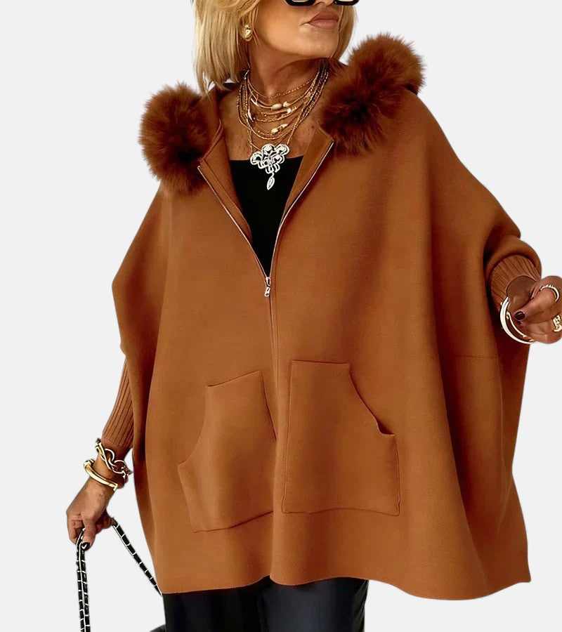 Olivia Mae™ | Casual Hooded Coat with Fur Collar
