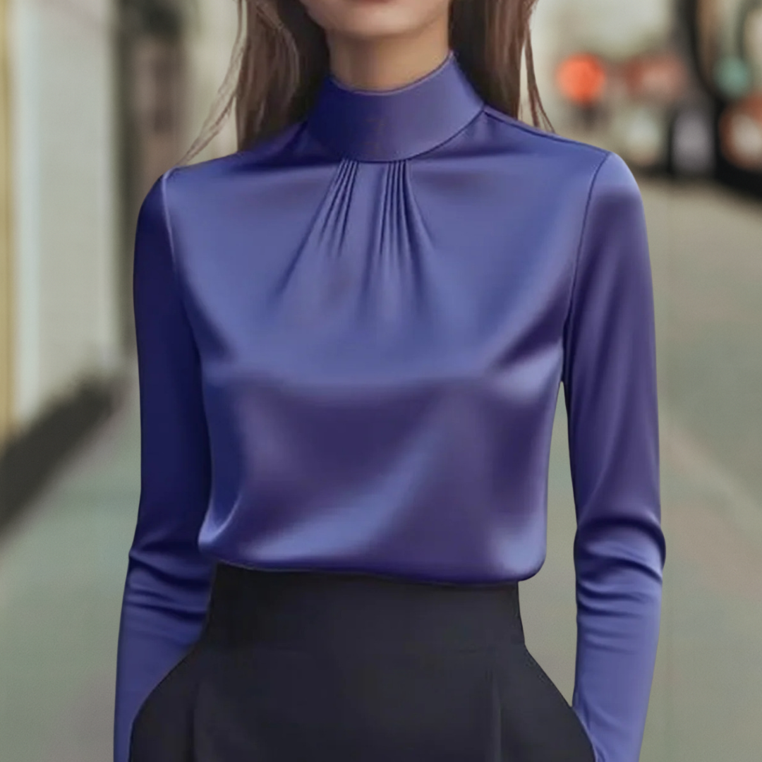 Isabelle Luxe Silky Satin High Neck Women's Blouse