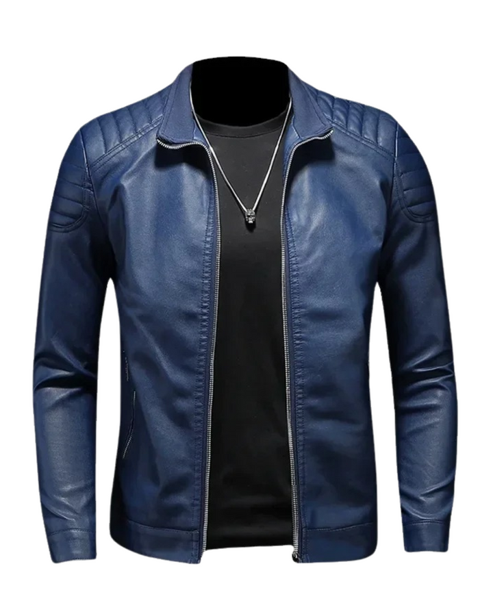 Leather jacket with collar