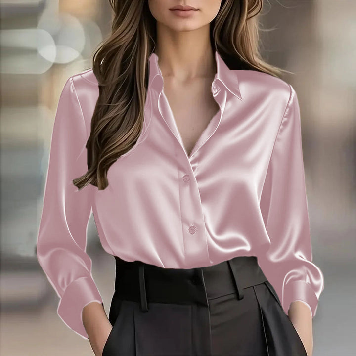 Soho Luxe Satin Button Down Women's Blouse