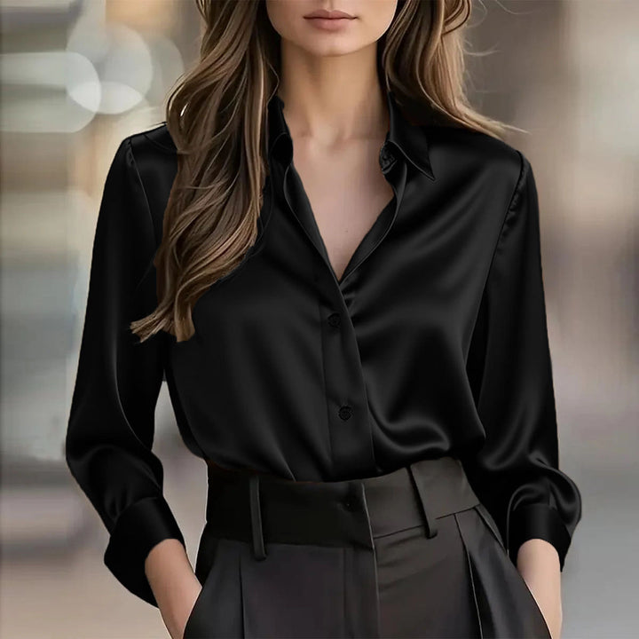Soho Luxe Satin Button Down Women's Blouse