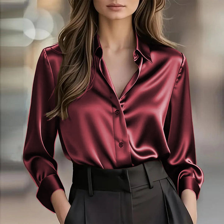 Soho Luxe Satin Button Down Women's Blouse