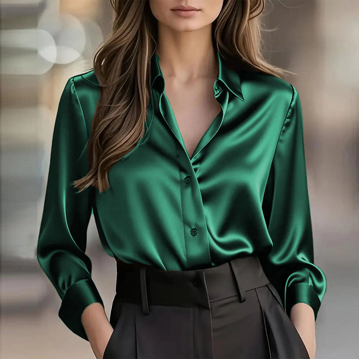 Soho Luxe Satin Button Down Women's Blouse