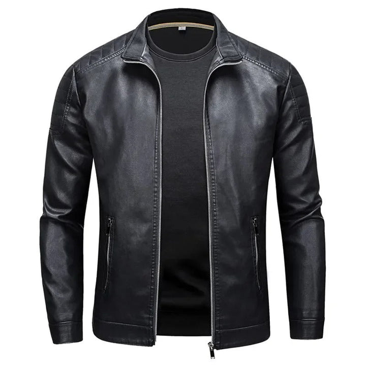 Leather jacket with collar