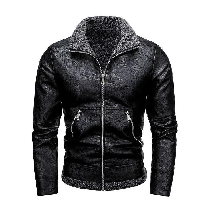 Elegant Fleece Leather Jacket