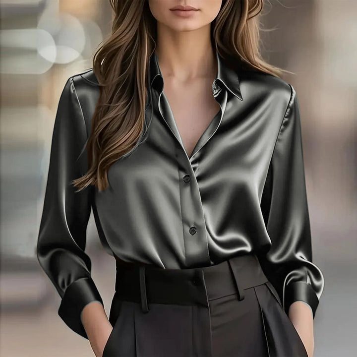Soho Luxe Satin Button Down Women's Blouse