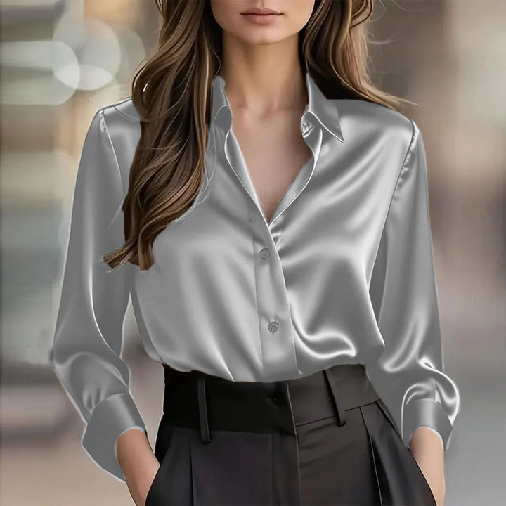 Soho Luxe Satin Button Down Women's Blouse