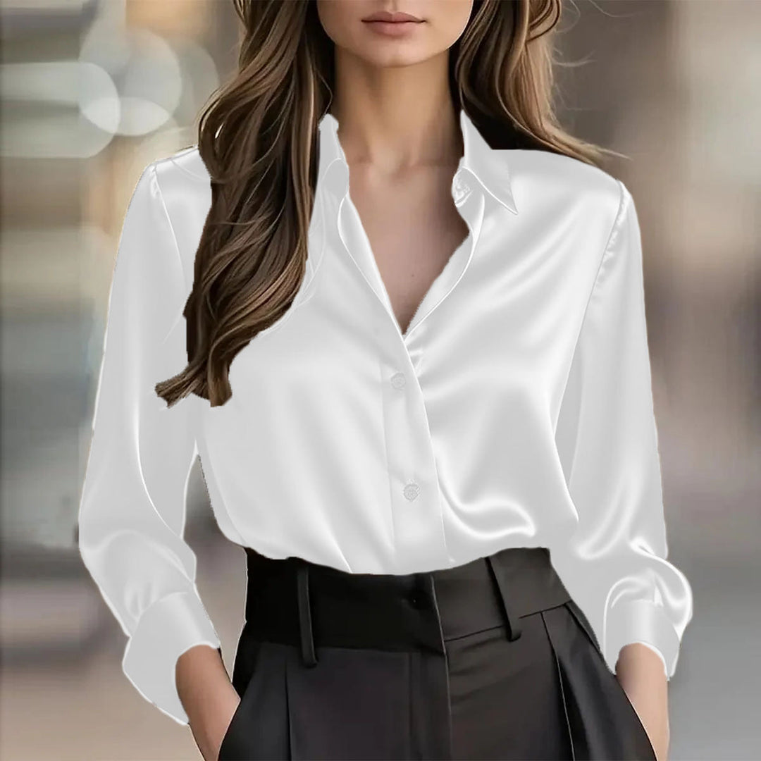 Soho Luxe Satin Button Down Women's Blouse